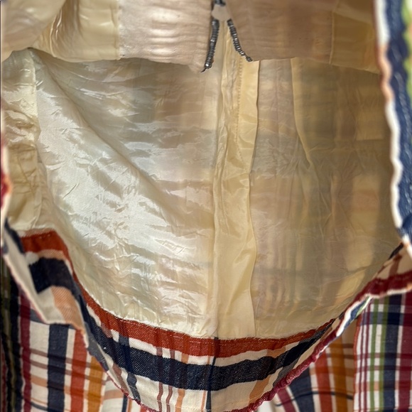 Vintage 1970’s custom sewn/ handmade plaid seersucker jacket & bell bottoms 2P - Picture 6 of 12